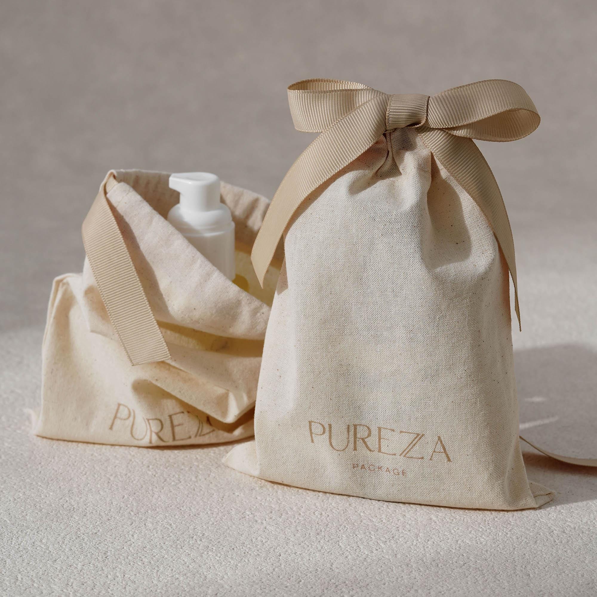 Luxury Skincare Christmas Gifts - Customizable Natural Cotton Drawstring Pouch Eco-Friendly